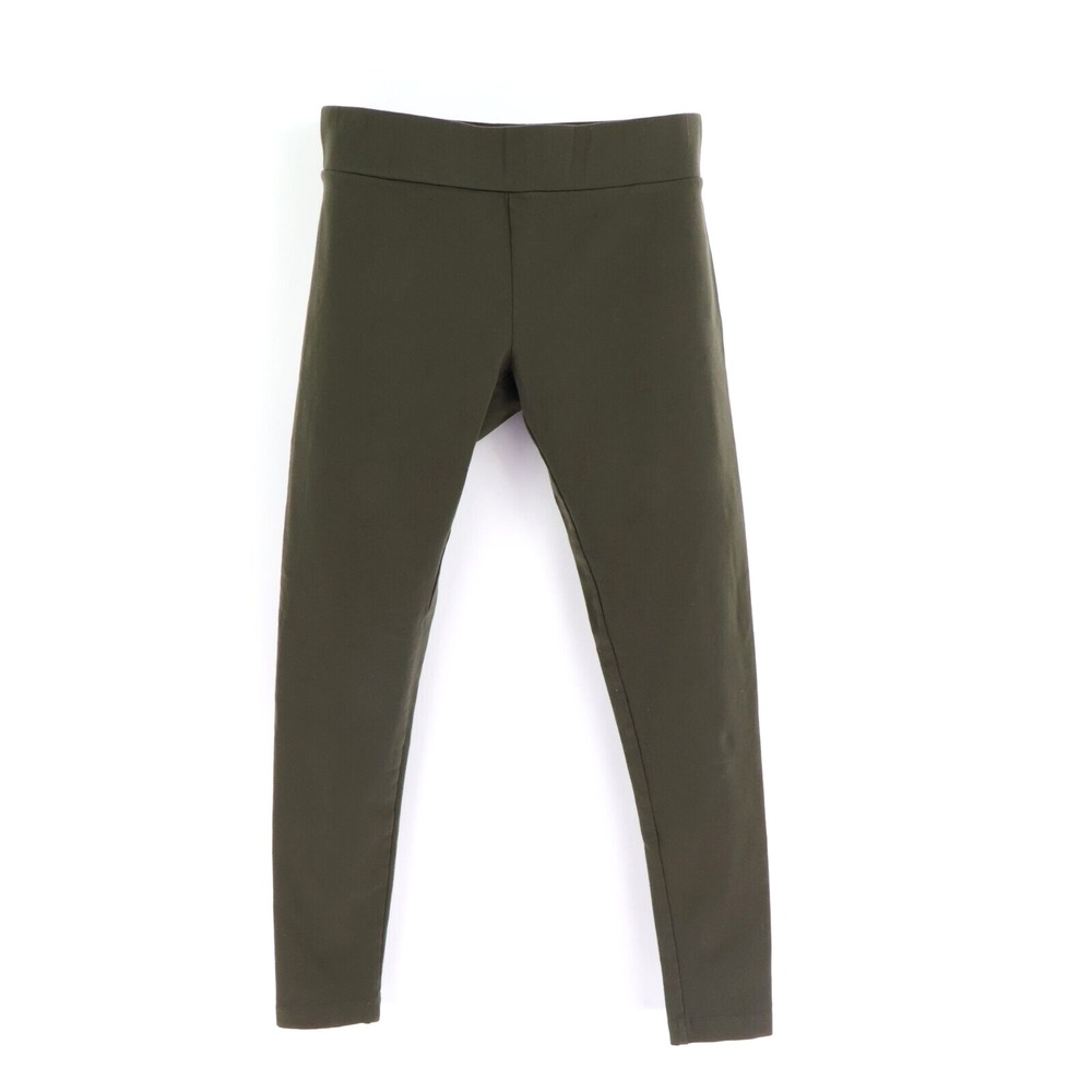 Matty M Ankle Leggings Womens Sz S Dark Green Nylon Blend Stretch Elastic Waist